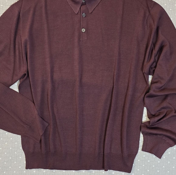Men's Silk Anthology Plum Button Sweater - Picture 4 of 8
